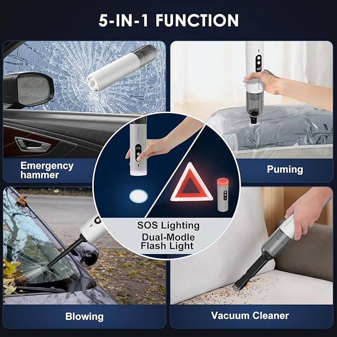 Mini Vacuum Cleaner Cordless 15000PA High Power,Handheld Car Vacuum, 5 in 1 Portable Vacuum for Car, Home & Pet Hair, Type-C 