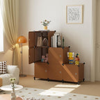 Cube Storage Organizer, 6-Cube Shelves Unit with Doors, DIY Stackable Plastic Clothes Organizer for Bedroom and Under Stairs 