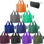 BeeGreen 20 Pack Reusable Grocery Bags w Storage Pouch Reusable Shopping Bags Bulk w Elastic Band Colorful 50LBS X-Large Foldable Fabric Bags Machine Washable Heavy Duty Tote Bags for Groceries