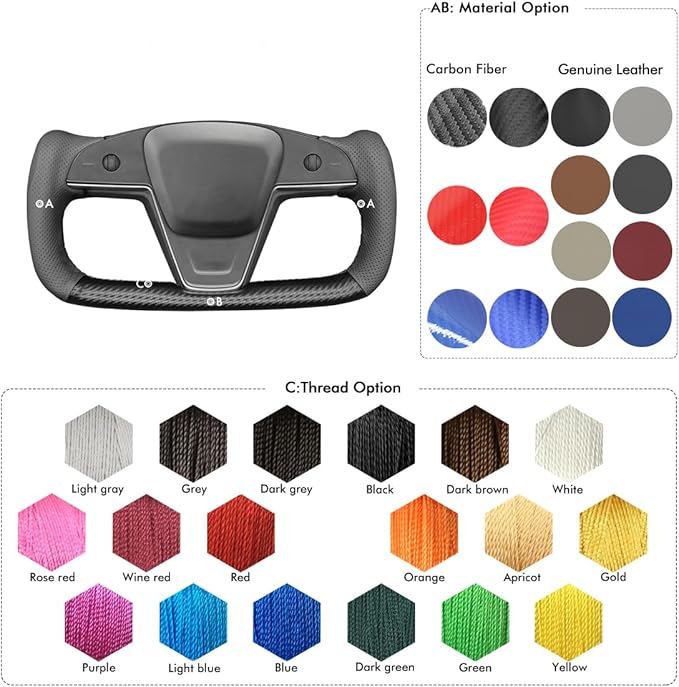 MEWANT Steering Wheel Cover for Tesla Yoke Steering Wheel Cover for Model X 2023 for Tesla Model S Steering Wheel Wrap