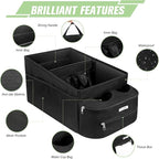 FUNNy elf Passenger Seat Organizer, Collapsible Car Storage with Partitions & 4 Cup Holders for Front or Back Seat