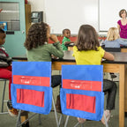 Chair Pockets for Classroom 12 Pack 15 x 19 Inch Chairback Buddy Pocket Chart Seat Back Organizer Student Storage with Lable Slot for Classroom Kindergarten School Home (Blue-Red)