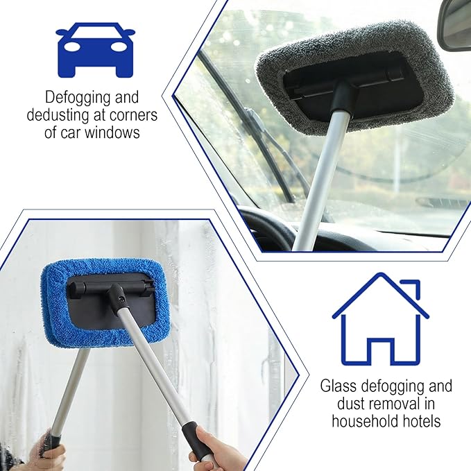 18PCS Windshield Cleaner Tool, Inside Car Window Cleaning Tool with 3 Window Tint Squeegee, 9 Microfiber Pads and 3 Spray Bottles for Car Windshield Window, Mirror, Glass Door