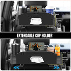 5-in-1 Car Back Seat Organizer and Storage with Extendable Cup Holder, Tissue Holder, Phone Holder, Hanging Hooks, Trash Bin, Back of Seat Car Headrest Organization Accessories for Women Man