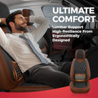 FREESOO Car Seat Covers Front Seats - Luxury Breathable Waterproof Faux Leather Car Seat Cover Protectors with Lumbar Support