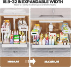 1 Pack-19"-32"W Expandable Under Sink Organizer With Upgrade Ball-Bearing Slide,2-Tier Pull Out Under Cabinet Organizer Heigh
