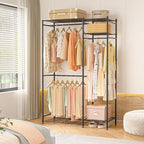Neprock Portable Closets for Hanging Clothes, Freestanding Clothing Rack with 3 Hang Rods & 5 Shelves, Metal Wardrobe Garment