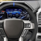 MEWANT DIY Black Athsuede Shiny PU Carbon Fiber Steering Wheel Cover for Ford F150 F250 F350 F450 Expedition 2018-2021