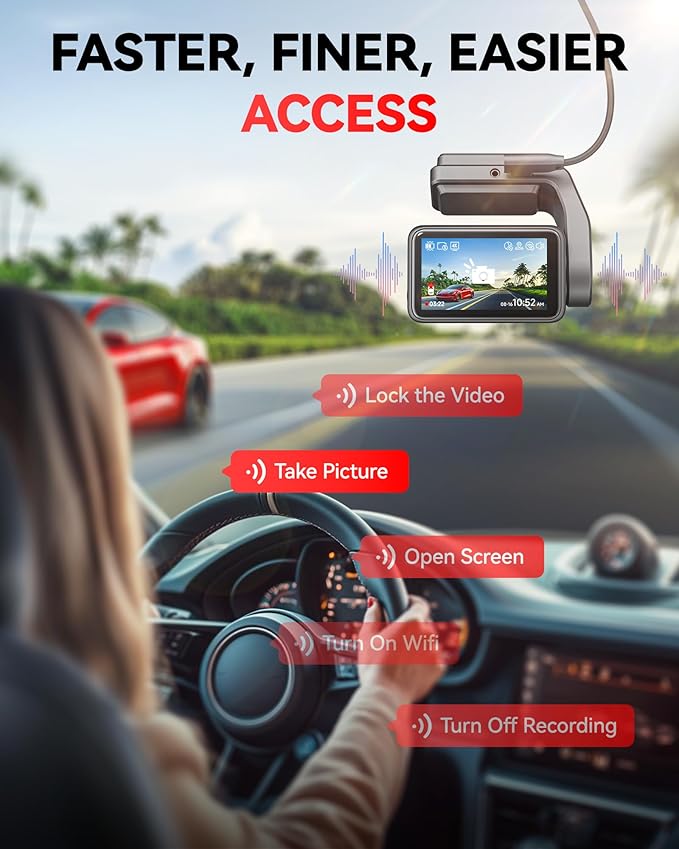 REDTIGER F4 4K Dash Cam Front, 2.2 inch Mini Car Camera, 2160P UHD Touch Screen, Voice Control, Included 32GB Card, Night Vis