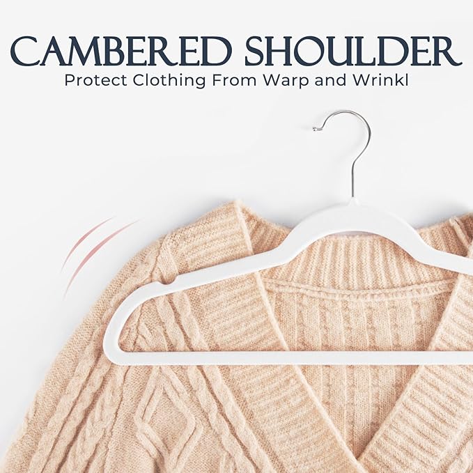 HOUSE DAY White Velvet Hangers 20 Pack, Non Slip Clothes Felt Hanger Heavy Duty for Coat, Premium Slim Space Saving Suit Hang