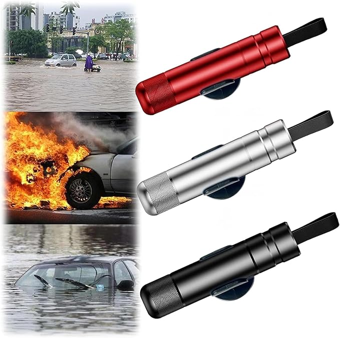 3 Packs SafeHammer Window Breaker Seatbelt Cutter, 2026 Upgraded Safe Hammer Glass Breaker Under Water, Car Emergency 2-in-1 