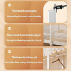 Portable Foldable Wardrobe Closet with Cover, Metal Clothing Rack with Hanging Rods, Space-Saving Coat Storage for Bedroom, 1