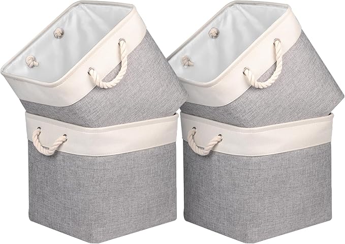 Univivi Foldable Storage Basket Fabric 13 inch Cube Storage Bins with Hard Bottom &Sturdy Handles Storage Cube for Shelf Clos