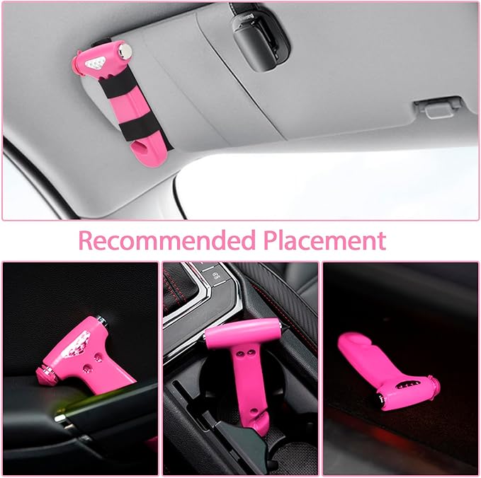2 Pack Car Safety Hammer, Pink Emergency Escape Hammer with Window Breaker and Seatbelt Cutter for women,Interior Car Safety 