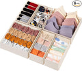 Criusia 6 Pack Sock Underwear Drawer Organizer Dividers, 58 Cell Foldable Fabric Dresser Closet Organizers and Storage Bins f