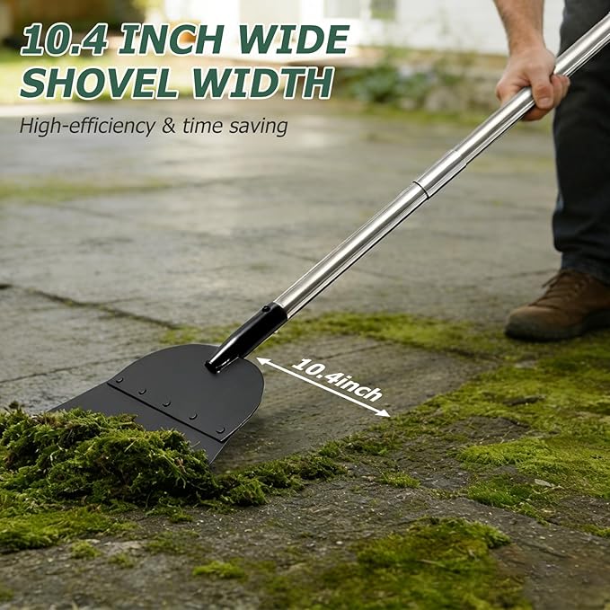 Floor Scraper Multifunctional Garden Shovel with 82” Adjustable Handle & Sharp Blade Heavy Duty All Steel Flat Shovel for Sidewalks Lawn Driveway Garden Weed Ice Dirt Moss Removal