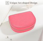 ProCase Travel Size Jewelry Box, Medium Portable Seashell-Shaped Jewelry Case, 2 Layer Jewelry Organizer in PU Leather for Wo
