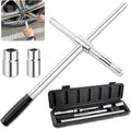 Extended Lug Nut Removal Tool Kit with 4 Way Lug Wrench,23" Telescopic Tire Iron Lug Wrench with 2 Standard Sockets(17,19,21,