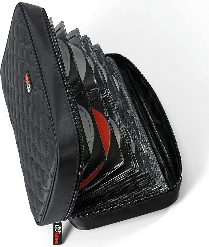CCidea 96 Capacity CD/DVD Case Holder Portable Wallet Disc Storage Binder for Car, Home, Travel (96-Black) Specials