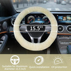 AEGIS Cover Luxury Australian Sheepskin Steering Wheel Cover - Real Plush AUS Genuine Wool | All-Season Non-Slip for Cars (Fits 14.5-15.5" Wheels) | Premium Auto Upgrade (Cream)