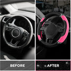 Road Comforts Leather Steering Wheel Cover - Made with PVC Leather - Anti-Slip, Universal Fit 14 1/2 inches to 15 inches - Ho