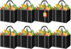 WISELIFE Reusable Grocery Bags with Handles - 8 Pack, 35L Large Shopping Bags for Groceries, Water-Resistant & Foldable Grocery Totes for Lasting Use for Kitchen, Market, Car Trunk, Picnic (Black)