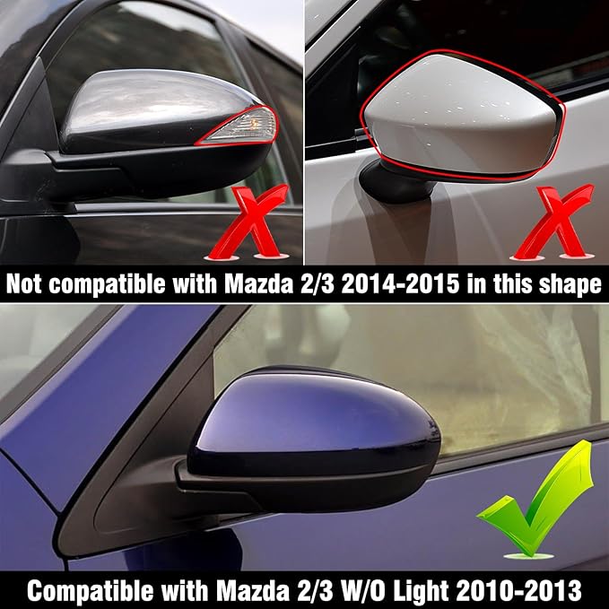 Compatible with Mazda 2/Mazda 3 2010-2013 Left Driver Side Mirror Cap Cover, Door Rearview Left Side View Mirror Cover Replacement for Mazda, Silver