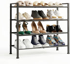 4-Tier Shoe Rack,Metal Simple Shoe Storage Organizer Shelf for Closet,Entryway, Bedroom,Garage (Black, 4 Tier)