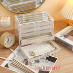 5 Drawers Necklace Organizer Storage, Tray with Clear Lid, Dustproof Velvet Necklaces Holder Storage Display Case, Necklace T