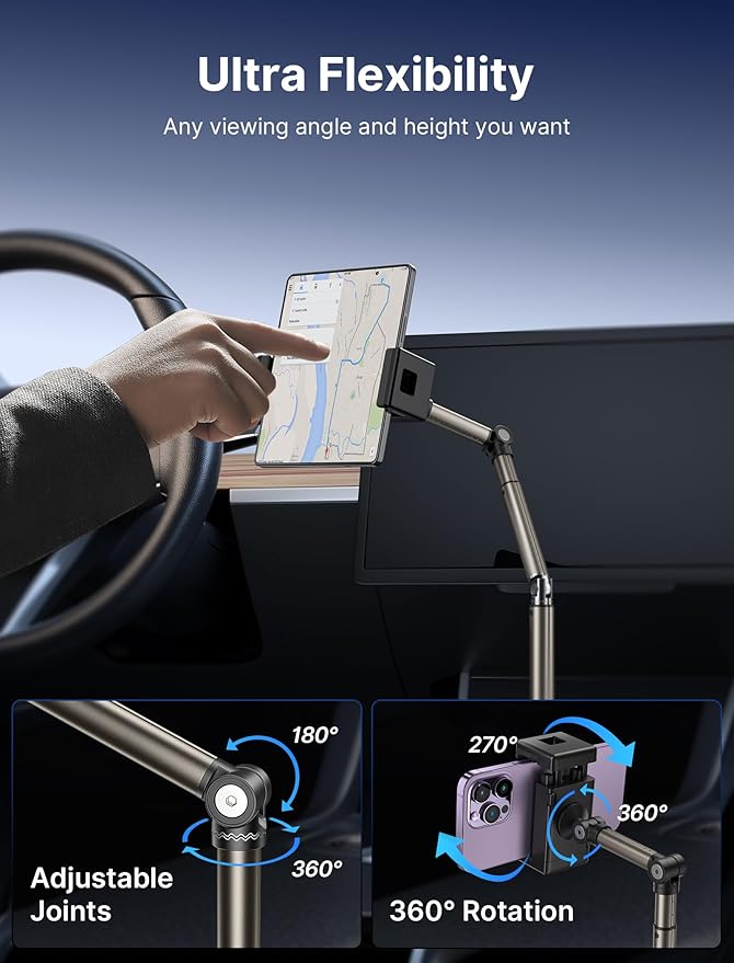JSAUX Cup Holder Universal Mount for Foldable Phone, Car Truck Cradle Compatible With iPad Mini, Samsung Galaxy Z Fold 6/5/4,