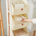 4 Tier Hanging Closet Organizer,Disassemblable Clothes Hanging Shelves,Fabric Closet Organizer System for Space-Saving,Foldab