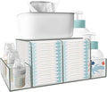 GILPWA Diaper Caddy, Baby Changing Table Organizer, Detachable Clear Acrylic Diaper Storage for Wipe Dispenser, Wipe Warmer a