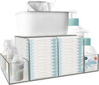 GILPWA Diaper Caddy, Baby Changing Table Organizer, Detachable Clear Acrylic Diaper Storage for Wipe Dispenser, Wipe Warmer a