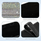 WZP Bling Sunglasses Holder for Car Sun Visor, Rhinestone Leather Eyeglasses Car Visor Clip Storage Glasses Organizer Case, Universal Vehicle Glasses Protective Storage Box for SUV Sedan Van (AB)