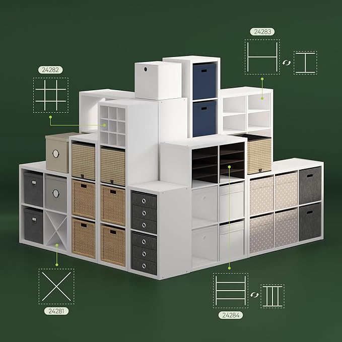 Furinno Cubicle Cube Insert, X-Shelf Cube Organizer, Fits into Furinno Extra Thick Cubes, for Organizers and Storage, White (