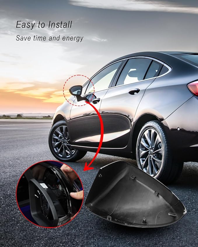 Right Passenger Side View Mirror Cover Cap Trim Shell Fits for Chevrolet Chevy Cruze 2017 2018 2019, ABS Side Mirror Cap Replacement