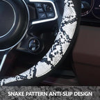 ZHOL Snake Skin Steering Wheel Cover, Breathable Microfiber Leather Universal 14.5-15 inch, Anti-Slip Car Steering Wheel Prot