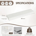 48 Inch Floating Shelves, 12" Deep Floating Shelf Wall Mounted, 48" Wall Shelves, Rustic Deep Bookshelf, Extra Deeper & Thick