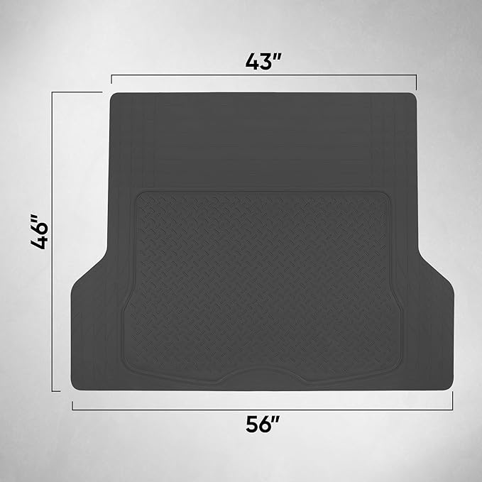Motor Trend FlexTough™ Baseline Rubber Car Floor Mats with Trunk Mat Cargo Liner, Front & Rear Combo Set fits Most Car SUV Van Coupe Sedan, Heavy Duty All Weather Trim to Fit