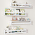 Fun Memories Nursery Book Shelves Set of 4, 24 Inch Solid Wood Wall Book Shelves, Kids Room Floating Shelves Organizer & Toy 
