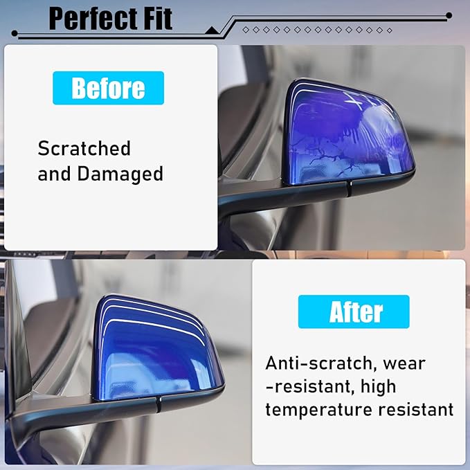 Jaronx Compatible with Tesla Model Y Side Mirror Cover Replacement 2020 2021 2022 2023 2024, Left Driver Side Door Wing Blue Rearview Mirror Cover Cap for Tesla Model Y Accessories