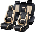 Coverado Car Seat Covers, Leather Seat Covers Full Set, Waterproof Car Seat Protector with Lumbar Support, Automotive Seat Co