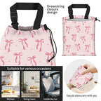 Car Trash Bag Large Hanging Can for Back of Seat, Cute Waterproof Car Garbage Bag for Vehicle, Travelling, Outdoor Cute Pink Bow