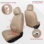 FREESOO Front Car Seat Covers - Luxury Breathable Waterproof Faux Leather Car Seat Cushion Protector with Lumbar Support, Uni