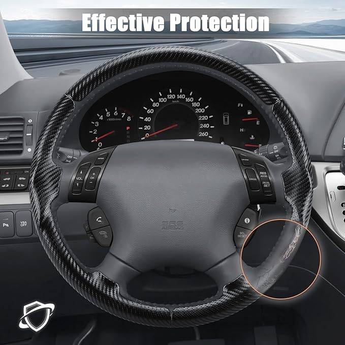 Aimato Customized Steering Wheel Cover for Honda Accord 2003-2007/Odyssey 2005-2010,Thin,Anti-Slip,Scratch-Resistant Exclusive Car Accessory for Honda,Matte Black