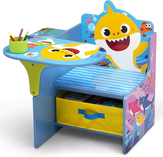 Baby Shark Chair Desk with Storage Bin - Ideal for Arts & Crafts, Snack Time, Homeschooling, Homework & More by Delta Childre