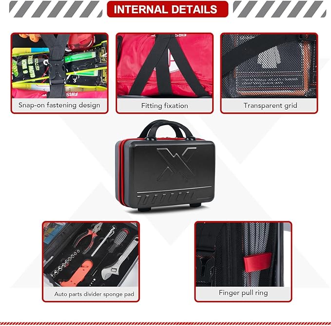 KITGO Roadside Emergency Car Kit (137Piece), with Jumper Cable, Car Safety Road Rescue Kit,Car Emergency Kit Gift for Father 