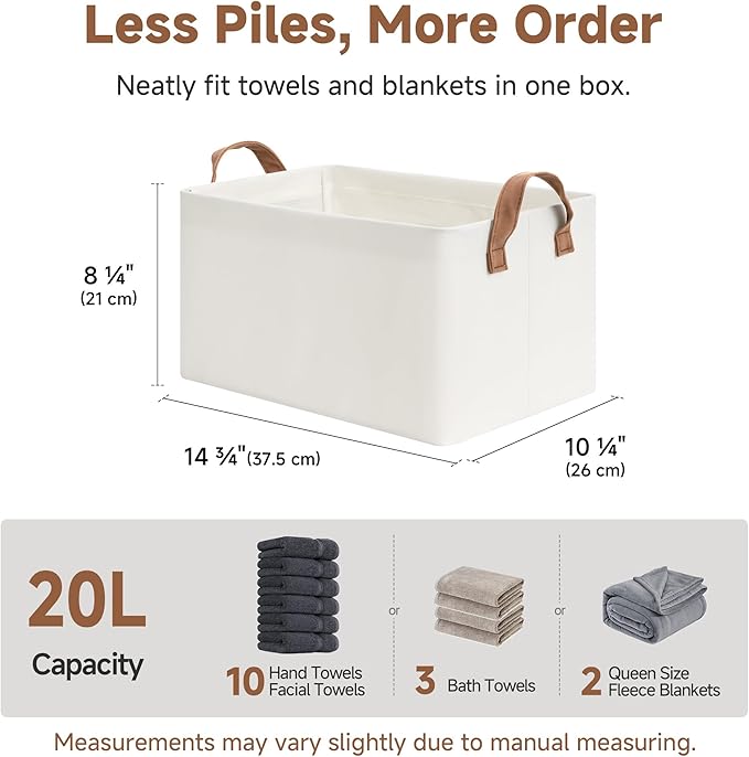 StorageWorks Storage Bins, Fabric Storage Bins for Shelves, Storage Baskets with Metal Frame, Closet Baskets and Bins with Ha