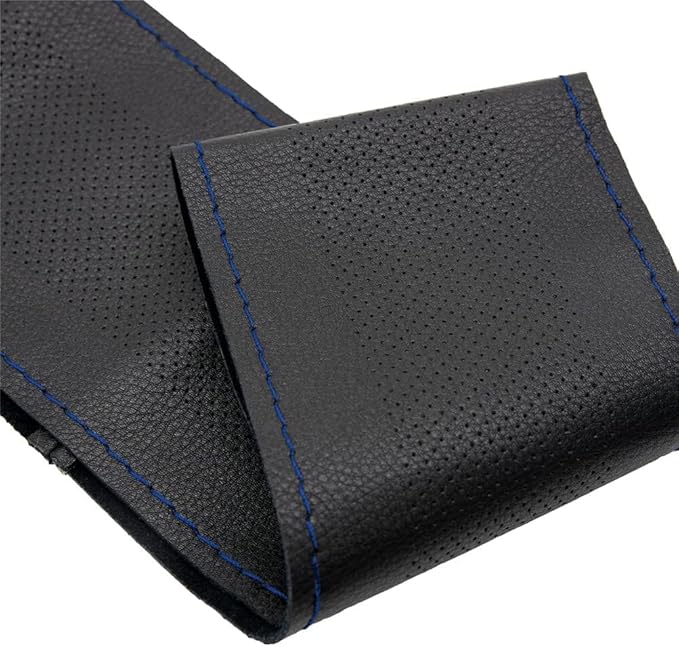 AUTOXBERT 38cm/15inch Genuine Leather DIY Steering Wheel Cover Soft Hand Sewing On Wrap Cover with Needles Thread fit for VW 