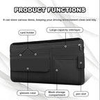 Car Sun Visor Storage Bag, Soft Leather Surface Organizer, Scratch-Resistant Auto Sunshade Organizer Bag, Can Store ID Card, Eyeglasses, Pen, Driving License etc (Black)